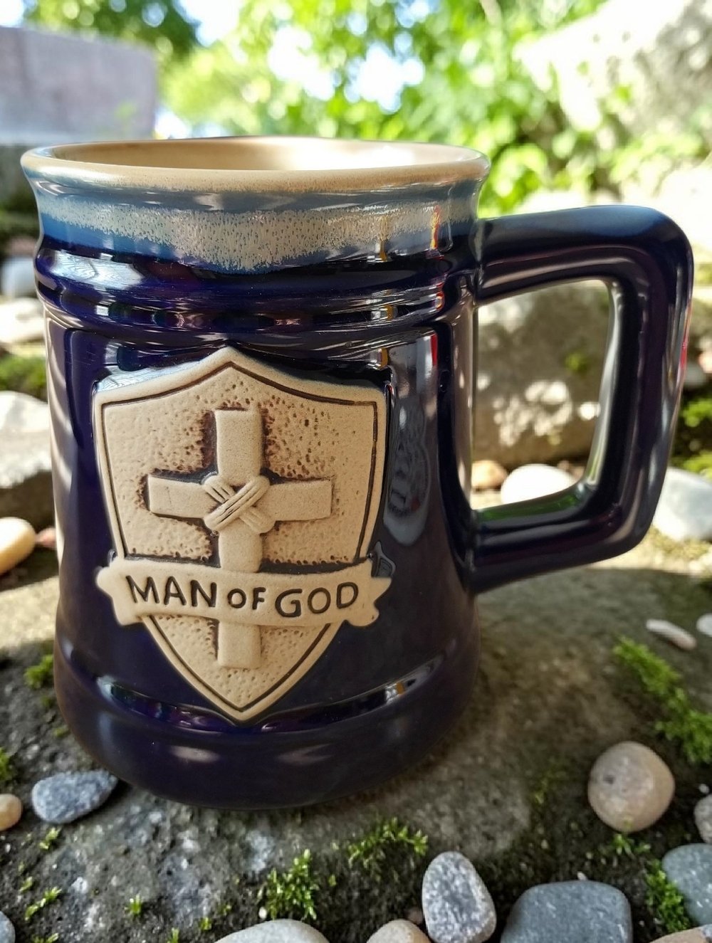 Burton + Burton Man of God Ceramic Coffee Mug in Dark Blue